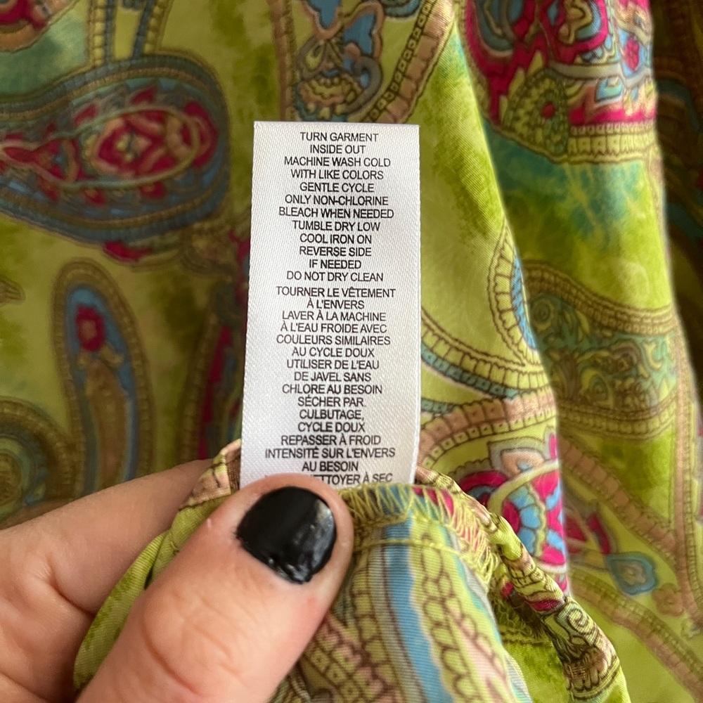 Paisley Print Green and Pink Women's Top - Picture 6 of 8